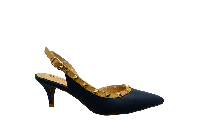 Picture of A BRAZILIO Mid-Heel Studded Sling Back - Navy