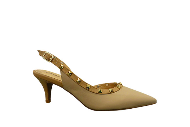 Picture of A BRAZILIO Mid-Heel Studded Sling Back - Nude