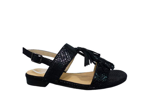 Picture of CHRISSIE Cale Textured Tassel Sandal - Black