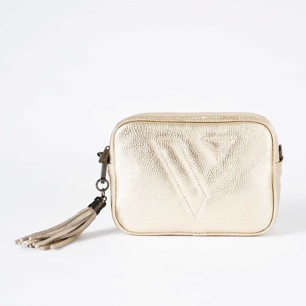 Picture of VESTIRSI Vanessa - Cross Body Leather Tassel Bag in Gold