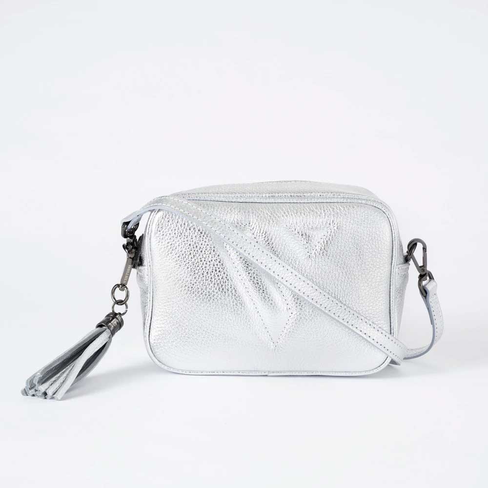 Picture of VESTIRSI Vanessa - Cross Body Leather Tassel Bag in Silver